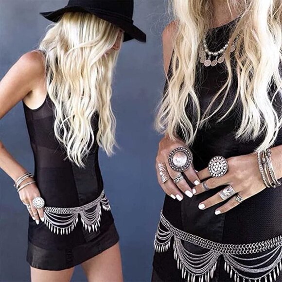 SEQUINS waist chain beach belly body chains fashion jewelry nightclub accessory - Picture 3 of 7